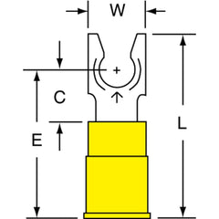 3M - #10 Stud, 12 to 10 AWG Compatible, Partially Insulated, Crimp Connection, Standard Fork Terminal - Makers Industrial Supply