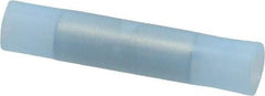 3M - 16 to 14 AWG Compatible, Nylon Fully Insulated, Crimp-On Butt Splice Terminal - 2 Wire Entries, 1.08" OAL, Blue - Makers Industrial Supply