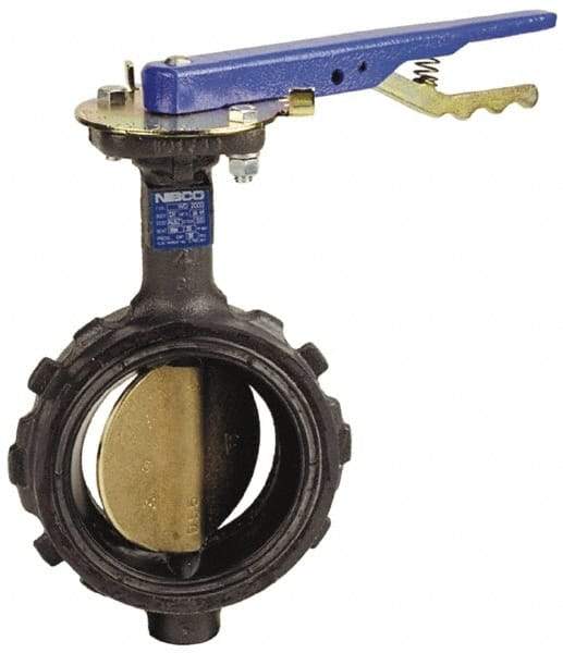 NIBCO - 8" Pipe, Wafer Butterfly Valve - Lever Handle, Ductile Iron Body, EPDM Seat, 200 WOG, Aluminum Bronze Disc, Stainless Steel Stem - Makers Industrial Supply