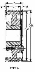 Browning - 1/2 to 2 Bore Diam, 4.95" Outside Diam, QD Bushed V Belt Sheave - 4.2 A Diam Belt Pitch - Makers Industrial Supply