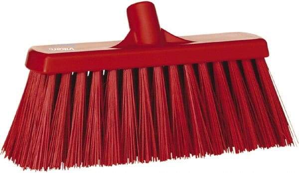 Vikan - 12" Heavy Duty Synthetic Push Broom - 2" Bristle Length, Plastic Block, European Threaded Handle Connection - Makers Industrial Supply