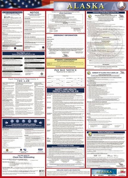 NMC - 24" Wide x 40" High Laminated Paper Labor Law Information Poster - Alaska Jurisdiction, 0.03" Thick, English - Makers Industrial Supply