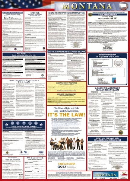 NMC - 24" Wide x 40" High Laminated Paper Labor Law Information Poster - Montana Jurisdiction, 0.03" Thick, English - Makers Industrial Supply