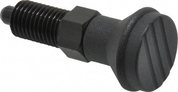 Gibraltar - M12x1.5, 17mm Thread Length, 6mm Plunger Diam, Knob Handle Indexing Plunger - Plunger Style A, 20mm Body Length, 56mm OAL, Steel - Makers Industrial Supply