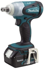 Makita - 1/2" Drive 18 Volt Pistol Grip Cordless Impact Wrench & Ratchet - 2,100 RPM, 170 Ft/Lb Torque, 2 Lithium-Ion Batteries Included - Makers Industrial Supply