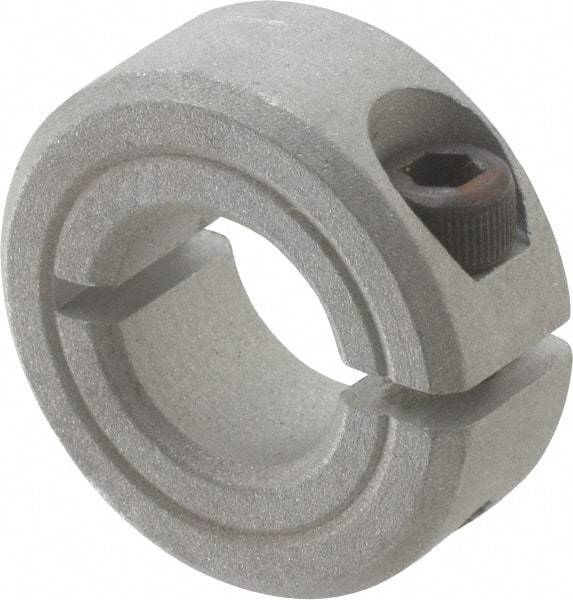 Made in USA - 7/16" Bore, Aluminum, One Piece Clamp Collar - 15/16" Outside Diam, 3/8" Wide - Makers Industrial Supply