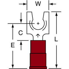 3M - #10 Stud, 22 to 18 AWG Compatible, Partially Insulated, Crimp Connection, Locking Fork Terminal - Makers Industrial Supply