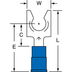 3M - 1/4" Stud, 16 to 14 AWG Compatible, Partially Insulated, Crimp Connection, Locking Fork Terminal - Makers Industrial Supply