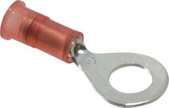 3M - 22-18 AWG Partially Insulated Crimp Connection Circular Ring Terminal - 1/4" Stud, Copper Contact - Makers Industrial Supply