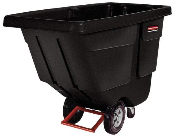 Rubbermaid - 850 Lb Load Capacity, 1 Cu Yd, Polyethylene Tilt Truck - 33-1/2" Wide x 72-1/4" Long x 43-3/4" High, Black - Makers Industrial Supply