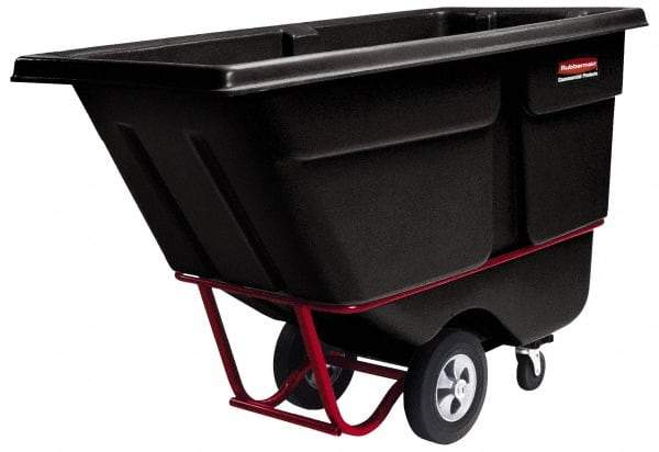 Rubbermaid - 2,100 Lb Load Capacity, 1 Cu Yd, Polyethylene Tilt Truck - 33-1/2" Wide x 72-1/4" Long x 43-3/4" High, Black - Makers Industrial Supply