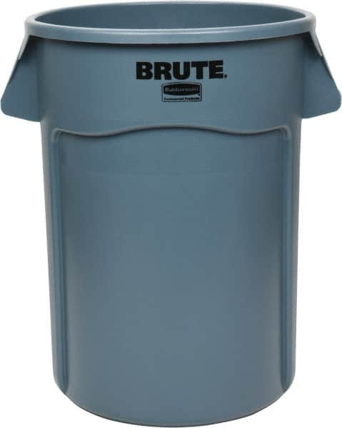 Rubbermaid - 44 Gal Gray Round Trash Can - Polyethylene, 31-1/2" High - Makers Industrial Supply