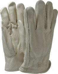 MCR Safety - Size XL (10) Grain Cowhide General Protection Work Gloves - For Work & Driver, Uncoated, Slip-On Cuff, Full Fingered, Cream, Paired - Makers Industrial Supply