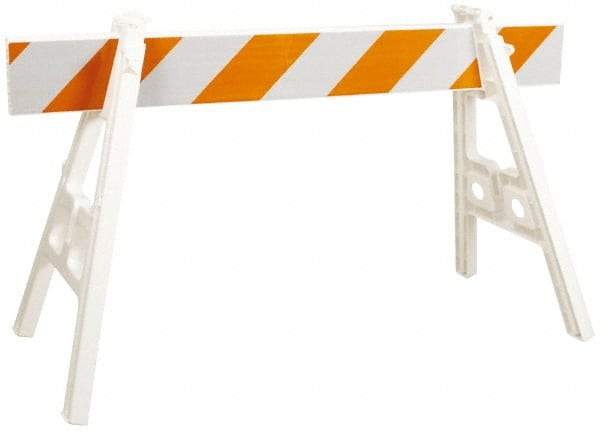 PRO-SAFE - 24 Inch Wide x 40 Inch High, Reflective, Plastic A Frame Barricade without Rail - 7 Lbs., White and Orange - Makers Industrial Supply