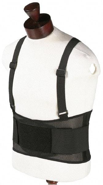 OccuNomix - Size M, Hook & Loop, Polypropylene Mesh Belt with Adjustable Shoulder Straps - 33 to 37" Waist, 8-1/4" Wide, Lumbar Support, Black - Makers Industrial Supply