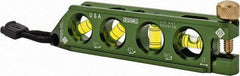 Greenlee - Magnetic 5-1/2" Long 4 Vial Torpedo Level - Aluminum, Green, 1 0°, 1 30°, 1 45° & 1 90° Vials - Makers Industrial Supply