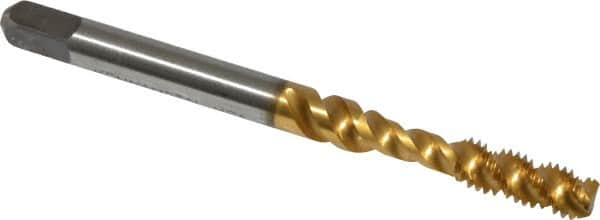 Kennametal - #10-32 UNF 3 Flute 2B Bottoming Spiral Flute Tap - Vanadium High Speed Steel, TiN Finish, 2.38" OAL, Right Hand Flute, Right Hand Thread, H3 - Makers Industrial Supply