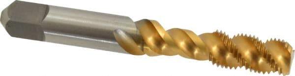 Kennametal - 3/8-24 UNF 3 Flute 3B Bottoming Spiral Flute Tap - Vanadium High Speed Steel, TiN Finish, 2.94" OAL, Right Hand Flute, Right Hand Thread, H3 - Makers Industrial Supply