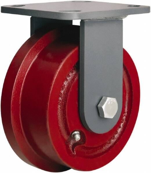 Hamilton - 4-15/16" Diam x 1-7/16" Wide x 6-1/8" OAH Top Plate Mount Rigid Caster - Iron, 1,000 Lb Capacity, Straight Roller Bearing, 4 x 4-1/2" Plate - Makers Industrial Supply