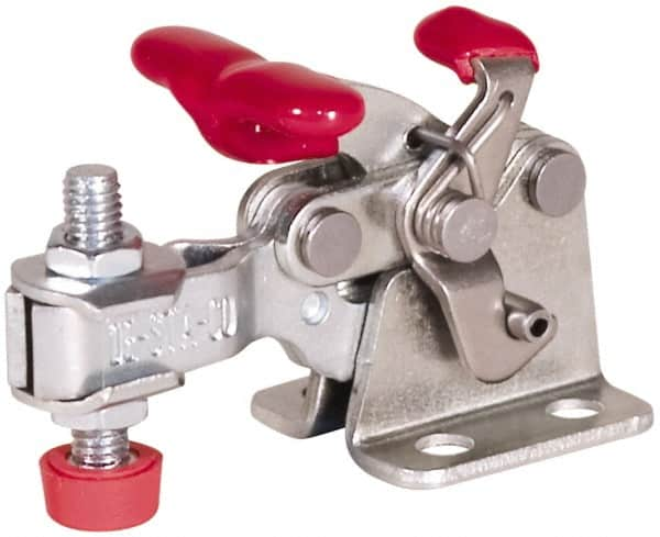 De-Sta-Co - 150 Lb Holding Capacity, Horizontal Handle, Manual Hold Down Toggle Clamp - 170° Handle Movement, 90° Bar Opening, U-Bar, Flanged Base, Electro-Plated Zinc, Carbon Steel - Makers Industrial Supply