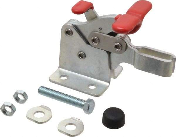 De-Sta-Co - 750 Lb Holding Capacity, Horizontal Handle, Manual Hold Down Toggle Clamp - 168° Handle Movement, 90° Bar Opening, U-Bar, Flanged Base, Electro-Plated Zinc, Carbon Steel - Makers Industrial Supply