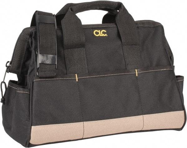 CLC - 22 Pocket Black & Khaki Polyester Tool Bag - 16" Wide x 8-1/2" Deep x 10" High - Makers Industrial Supply