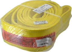 Lift-All - 6' Long x 4" Wide, 20,700 Lb Vertical Capacity, 2 Ply, Polyester Web Sling - 16,500 Lb Choker Capacity, Yellow - Makers Industrial Supply