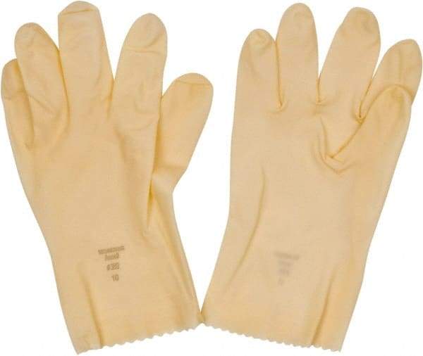 Ansell - Size XL (10), 12" Long, 13 mil Thick, Latex/Neoprene Chemical Resistant Gloves - Textured Finish, Gauntlet Pinked Cuff, ANSI Abrasion Level 3, Natural, FDA Approved - Makers Industrial Supply