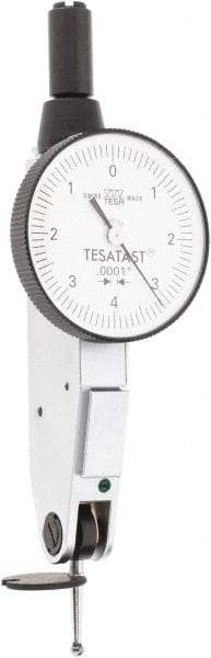 TESA Brown & Sharpe - 0.008 Inch Range, 0.0001 Inch Dial Graduation, Horizontal Dial Test Indicator - 1 Inch White Dial, 0-4-0 Dial Reading, Accurate to 0.0001 Inch - Makers Industrial Supply