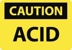 NMC - "Caution - Acid", 10" Long x 14" Wide, Aluminum Safety Sign - Rectangle, 0.04" Thick, Use for Hazardous Materials - Makers Industrial Supply