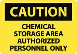 NMC - "Caution - Chemical Storage Area - Authorized Personnel Only", 10" Long x 14" Wide, Pressure-Sensitive Vinyl Safety Sign - Rectangle, 0.004" Thick, Use for Hazardous Materials - Makers Industrial Supply