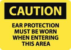 NMC - "Caution - Ear Protection Must Be Worn When Entering This Area", 10" Long x 14" Wide, Aluminum Safety Sign - Rectangle, 0.04" Thick, Use for Accident Prevention - Makers Industrial Supply