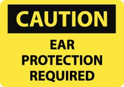 NMC - "Caution - Ear Protection Required", 10" Long x 14" Wide, Aluminum Safety Sign - Rectangle, 0.04" Thick, Use for Accident Prevention - Makers Industrial Supply