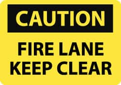 NMC - "Caution - Fire Lane - Keep Clear", 10" Long x 14" Wide, Aluminum Safety Sign - Rectangle, 0.04" Thick, Use for Accident Prevention - Makers Industrial Supply