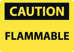 NMC - "Caution - Flammable", 10" Long x 14" Wide, Aluminum Safety Sign - Rectangle, 0.04" Thick, Use for Hazardous Materials - Makers Industrial Supply