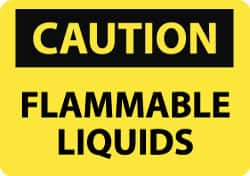 NMC - "Caution - Flammable Liquids", 10" Long x 14" Wide, Aluminum Safety Sign - Rectangle, 0.04" Thick, Use for Hazardous Materials - Makers Industrial Supply