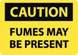 NMC - "Caution - Fumes May Be Present", 10" Long x 14" Wide, Aluminum Safety Sign - Rectangle, 0.04" Thick, Use for Hazardous Materials - Makers Industrial Supply