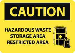 NMC - "Caution - Hazardous Waste Storage Area - Restricted Area", 10" Long x 14" Wide, Aluminum Safety Sign - Rectangle, 0.04" Thick, Use for Hazardous Materials - Makers Industrial Supply