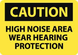 NMC - "Caution - High Noise Area - Wear Hearing Protection", 10" Long x 14" Wide, Aluminum Safety Sign - Rectangle, 0.04" Thick, Use for Accident Prevention - Makers Industrial Supply