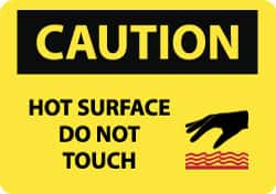 NMC - "Caution - Hot Surface - Do Not Touch", 10" Long x 14" Wide, Aluminum Safety Sign - Rectangle, 0.04" Thick, Use for Hazardous Materials - Makers Industrial Supply