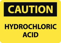 NMC - "Caution - Hydrochloric Acid", 10" Long x 14" Wide, Aluminum Safety Sign - Rectangle, 0.04" Thick, Use for Hazardous Materials - Makers Industrial Supply