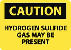 NMC - "Caution - Hydrogen Sulfide Gas May Be Present", 10" Long x 14" Wide, Aluminum Safety Sign - Rectangle, 0.04" Thick, Use for Hazardous Materials - Makers Industrial Supply