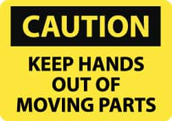 NMC - "Caution - Keep Hands Out of Moving Parts", 10" Long x 14" Wide, Aluminum Safety Sign - Rectangle, 0.04" Thick, Use for Accident Prevention - Makers Industrial Supply