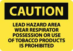 NMC - "Caution - Lead Hazard Area - Wear Respirator - Possession or Use of Tobacco Products Is Prohibited", 10" Long x 14" Wide, Aluminum Safety Sign - Rectangle, 0.04" Thick, Use for Accident Prevention - Makers Industrial Supply