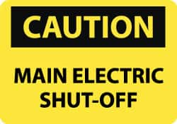 NMC - "Caution - Main Electric Shut-Off", 10" Long x 14" Wide, Aluminum Safety Sign - Rectangle, 0.04" Thick, Use for Accident Prevention - Makers Industrial Supply