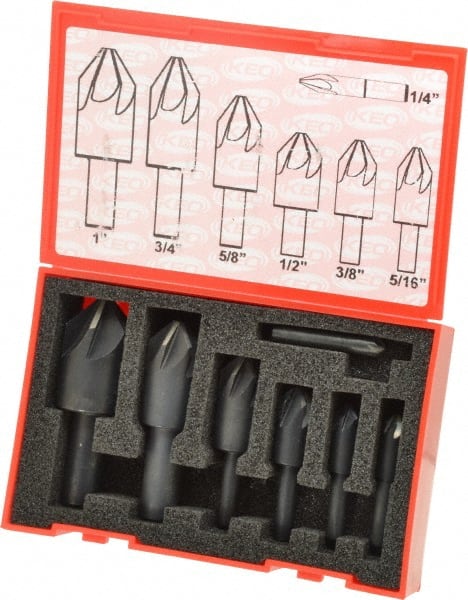 Keo - 7 Piece, 1/4 to 1" Head Diam, 90° Included Angle, Single End Countersink Set - Makers Industrial Supply