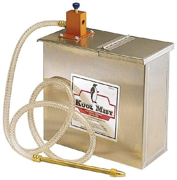 Kool Mist - 1 Outlet, 3 Gal Tank Capacity, Stainless Steel Tank Mist Coolant System - 4' Coolant Line Length, 6" Hose Length, 5/16" Nozzle Diam - Makers Industrial Supply