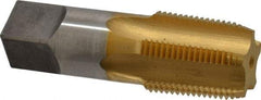 Hertel - 3/4-14 NPTF Thread, 5 Flute Standard Pipe Tap - 3-1/4" OAL, TiN Finish, High Speed Steel - Exact Industrial Supply