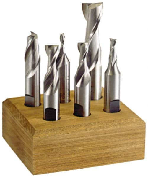 Hertel - 1/8 to 1/2", 2 Flute End Mill Set - Uncoated, Cobalt, 3/8, 1/2" Shank Diam, Centercutting - Makers Industrial Supply