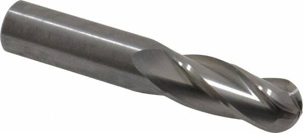 Hertel - 7/16" Diam, 7/8" LOC, 4 Flute Solid Carbide Ball End Mill - Uncoated, Single End, 2-1/2" OAL, 7/16" Shank Diam - Makers Industrial Supply